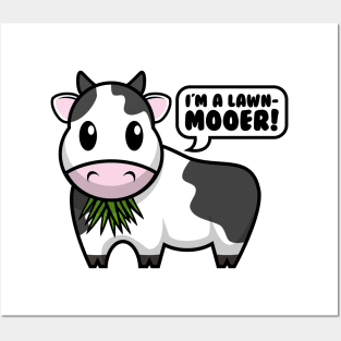 I'm A Lawn-Mooer! Funny Cute Cow Design Posters and Art